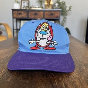 VTG 1993 Nickelodeon Ren & Stimpy American Needle Blockhead Snapback Hat‎ Cap